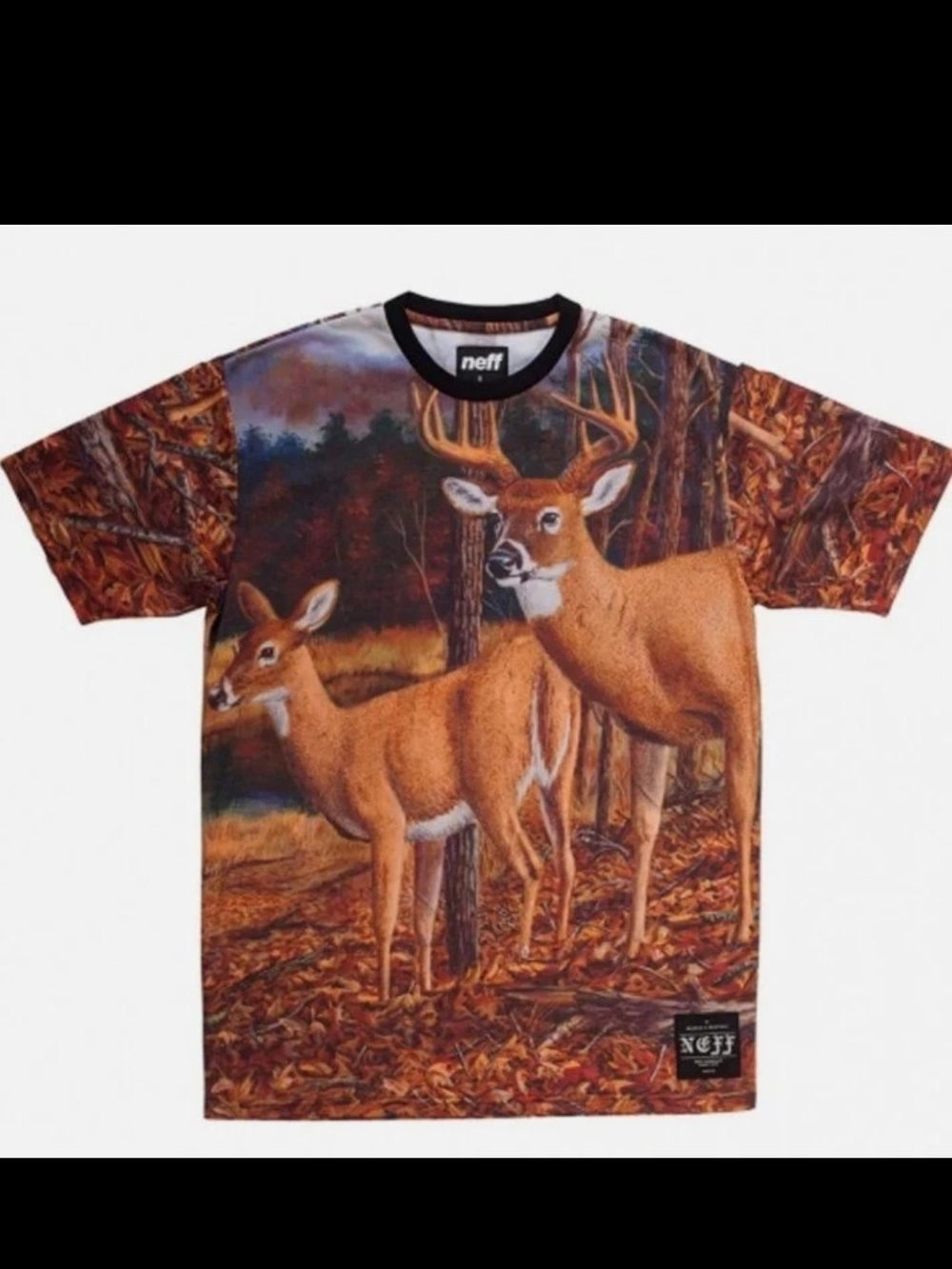 New Neff Mens Thicket Premium Short Sleeve Big Buck T-Shirt Medium Black